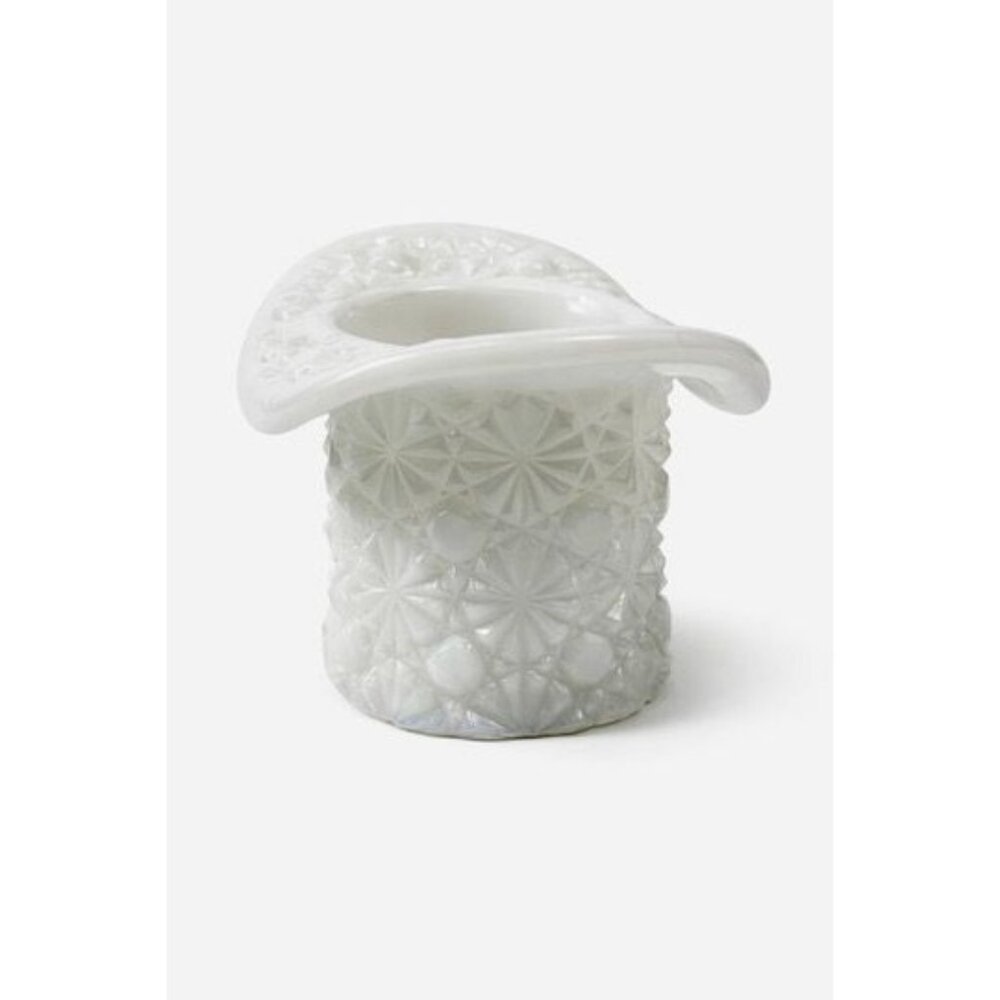 Toothpick Holder Vase Candleholder Fenton Daisy Button Top Hat Opalescent Milk G - Picture 1 of 16